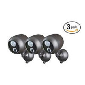 Mr. Beams MB363 Wireless LED Spotlight with Motion Sensor and Photocell, Black, 3-Pack