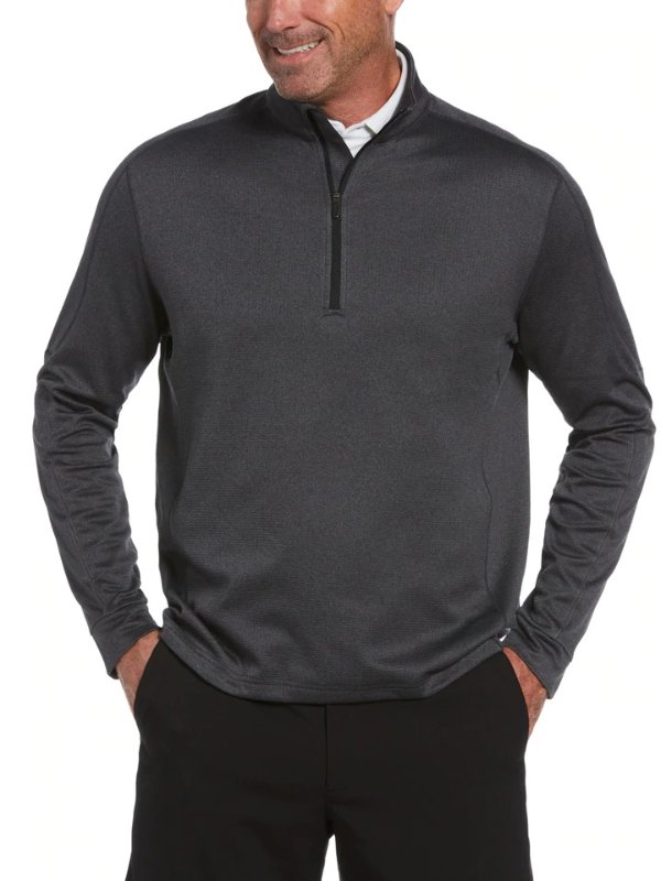 Mens Midweight Waffle Knit 1/4 Zip Pullover
