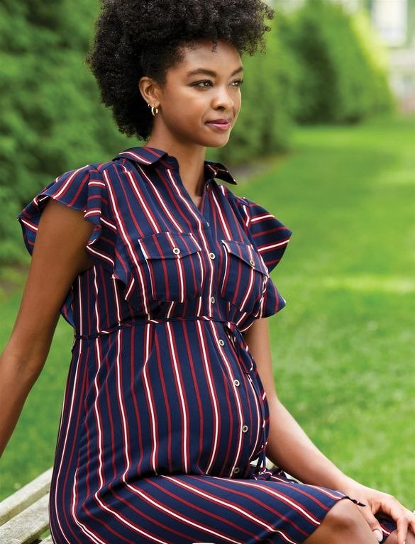 Flutter Sleeve Maternity Shirt DressShop Maternity Fashion & Basics Online
