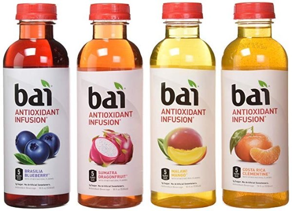 bai Flavored Water, Rainforest Variety Pack, Antioxidant Infused Drinks, 18 Fluid Ounce Bottles, 12 Count