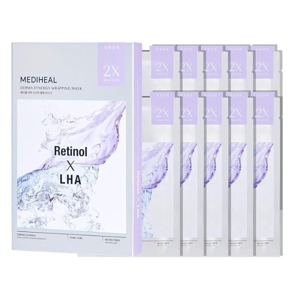 Derma Synergy Wrapping Mask - Pore (10pack) Retinol LHA Pore Spot Control Improvement for Clean Skin
