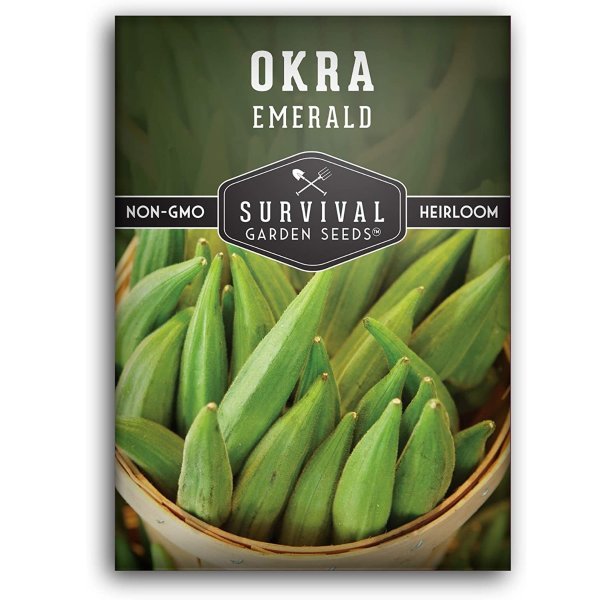 Garden Seeds - Emerald Okra Seed for Planting - Packet with Instructions to Plant and Grow Your Home Vegetable Garden - Non-GMO Heirloom Variety