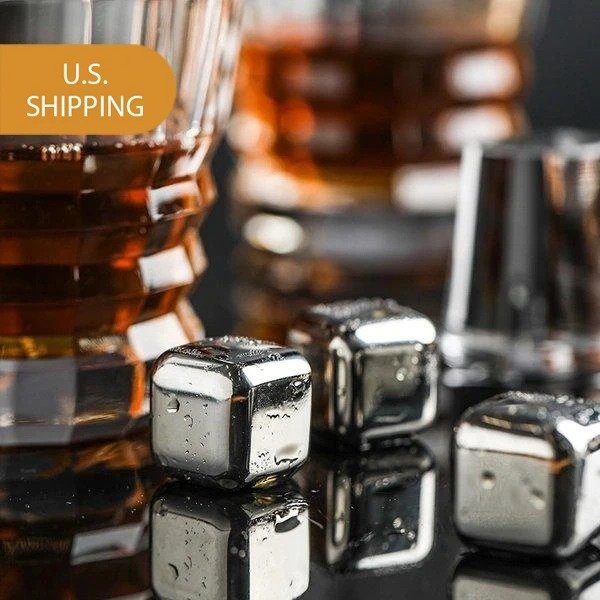 Stainless Steel Reusable Ice Cubes 6pc with one Ice Cube Clip
