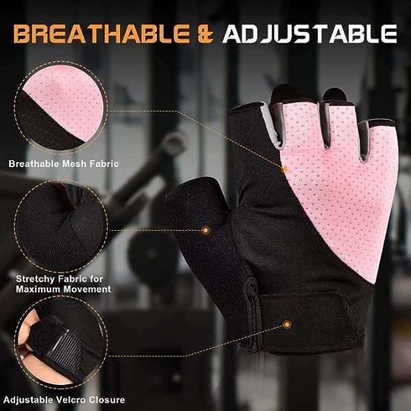 Sunnex Gym Gloves for Women, Workout Gloves Women, Fingerless Gloves