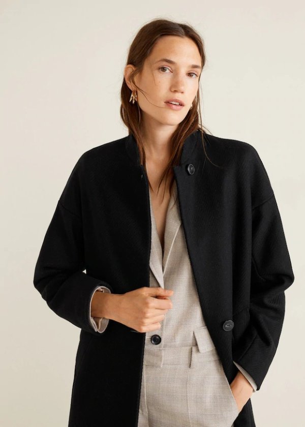 Unstructured wool-blend coat