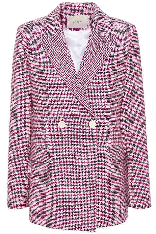 Vic double-breasted houndstooth cotton-blend jacquard blazer