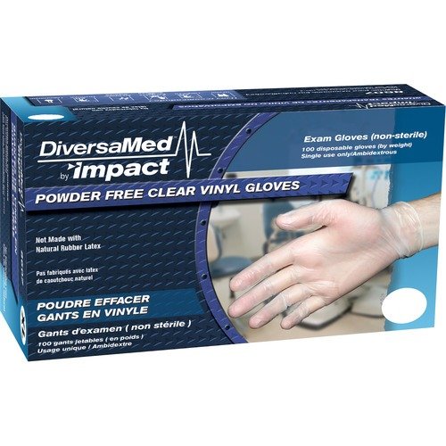 DiversaMed Disposable Powder Free Medical Exam Gloves, Medium Size - Vinyl
