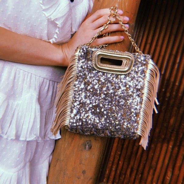 MMINISEQ Mini M bag in sequins with chain
