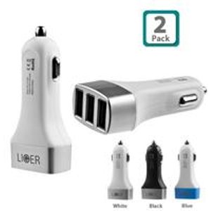 Liger High Output 3-Port USB Car Charger 2-Pack
