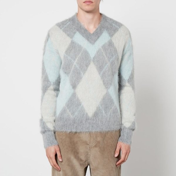Argyle Brushed Intarsia Wool-Blend Sweatshirt