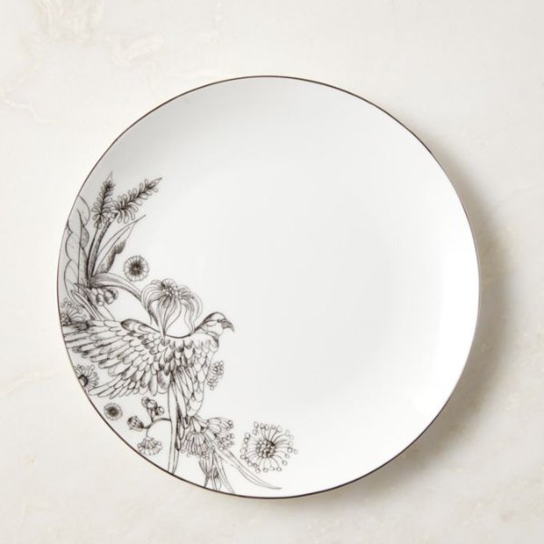 Le Paradis White and Silver Salad Plate