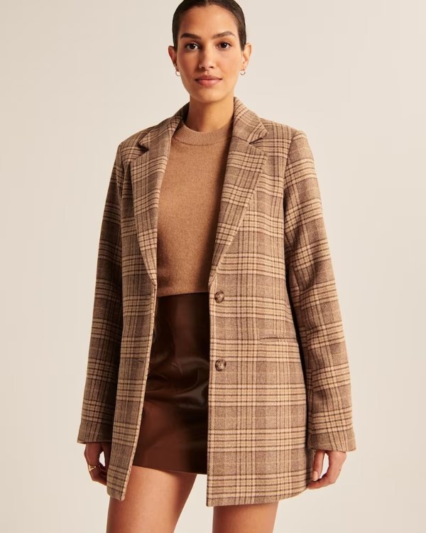 Women's Heavyweight Wool-Blend Blazer Coat | Women's Up To 50% Off Select Styles | Abercrombie.com