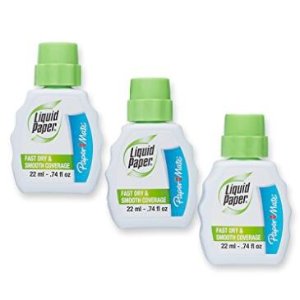 Paper Mate Liquid Paper Fast Dry Correction Fluid, 22 mL, 3 Count