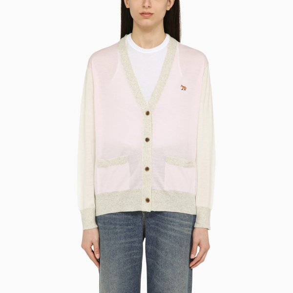 Light pink/white/grey wool cardigan
