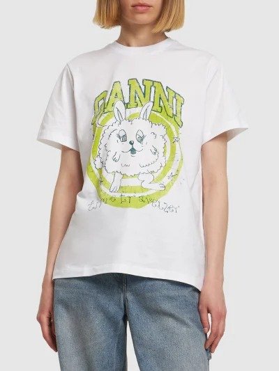 小兔印花休闲版型平纹针织T恤