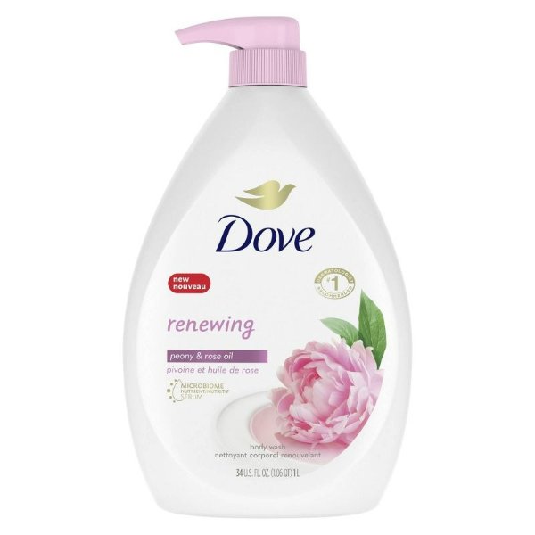 Dove Beauty Body Wash with Pump - Renewing Peony &#38; Rose Oil - 34 fl oz
