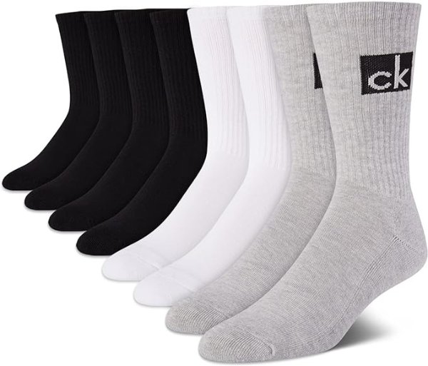 Calvin Klein Men’s Athletic Socks – Lightweight Cotton Blend Crew Socks (8 Pack)