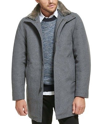 Men's Urban Walker Coat with Detachable Faux Rabbit 大衣