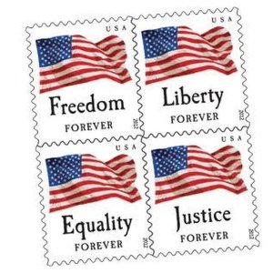 USPS Forever Stamps Booklet, Four Flags - 20 count