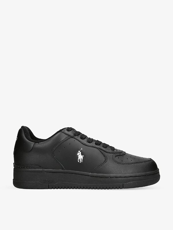 Masters Court embroidered-pony leather trainers