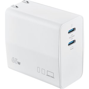 Insignia 65W Dual Port USB-C Compact Wall Charger (White Mud