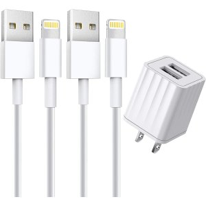 2-Pk 6' Stuffcool USB-A to Lightning Cable Dual Port Wall Charger