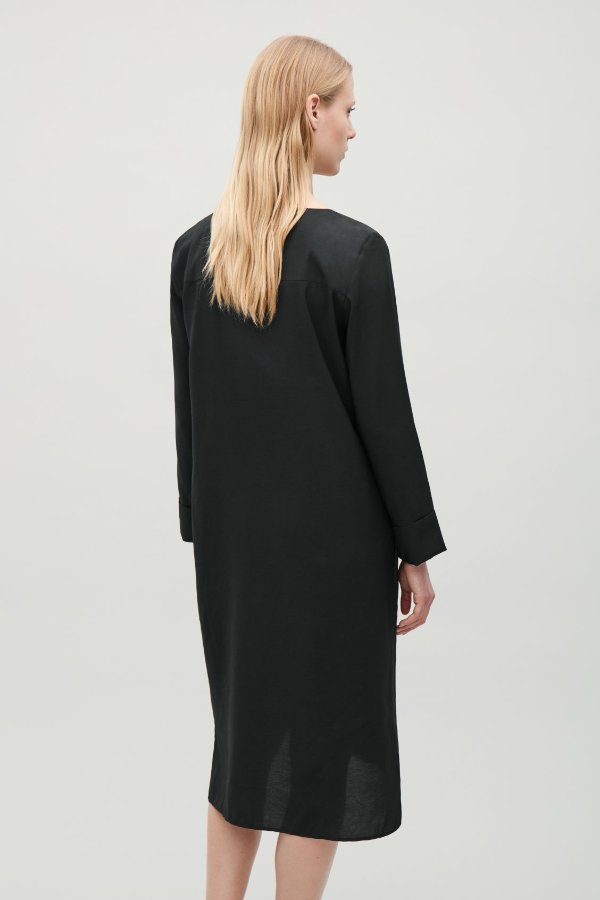 DRESS WITH TURN-UP CUFFS - Black - Dresses - COS US