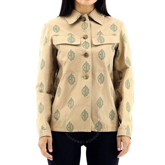 Ladies Beige Embroidered Shirt Jacket