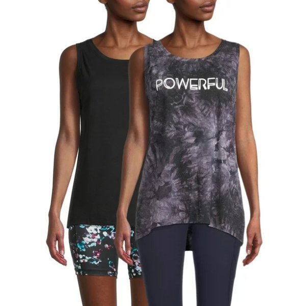 Athletic Works Women's Sleeveless Graphic Tank Top 2-Pack