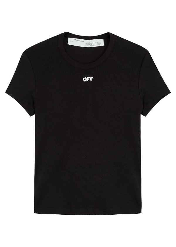 Black logo-print stretch-cotton T-shirt