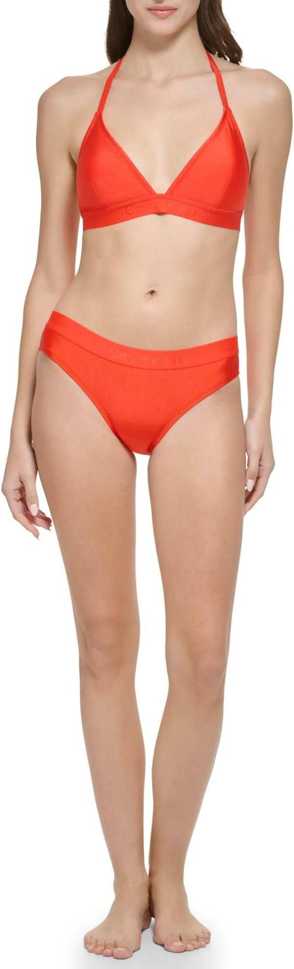 Women's Standard Removable Soft Cups Bottom Shimmer Fabric Halter Tie Bikini Top 2 Piece Set