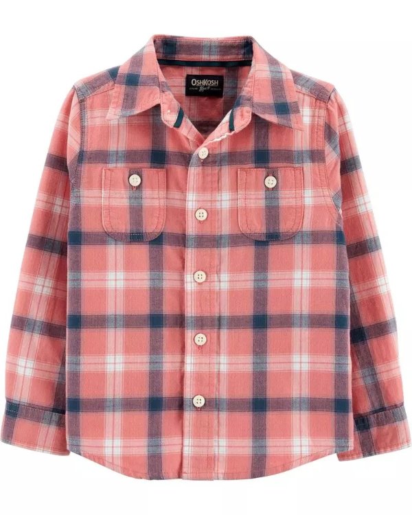 Button-Front Flannel Shirt