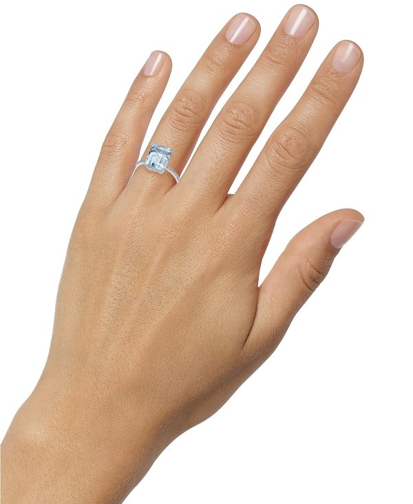 EFFY® Aquarius Aquamarine (3-3/4 ct. t.w.) and Diamond (1/6 ct. t.w.) Ring in 14k White Gold