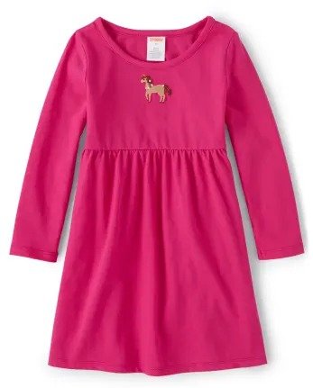 Girls Long Sleeve Embroidered Pony Knit Dress - Every Day Play | Gymboree