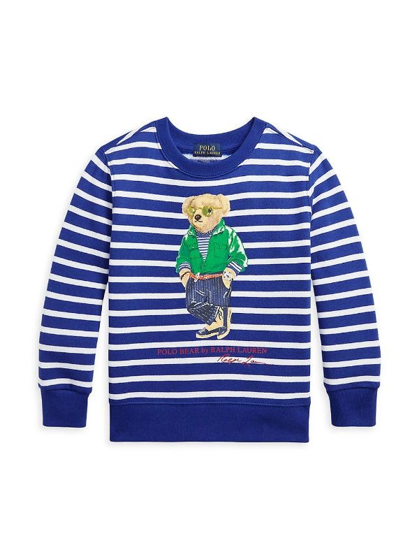 Little Boy's & Boy's Polo Bear Striped Fleece Sweatshirt