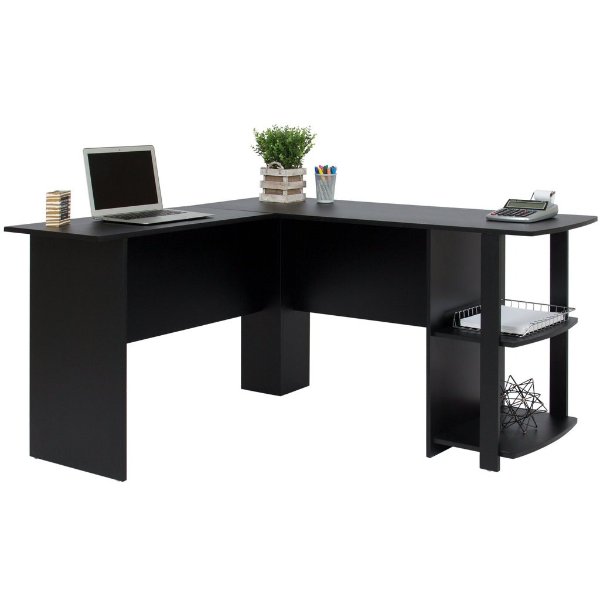 L-Shaped Corner Computer Office Desk - Black