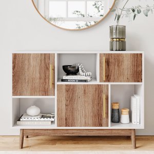 Nathan James Ellipse Multipurpose Storage Cabinet with Display Shelves and Doors