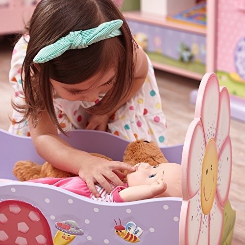 - Magic Garden Thematic Rocking Bed for 18 inch Doll Cradle Imagination Inspiring Hand Crafted & Hand Painted Details Non-Toxic, Lead Free Water-based Paint