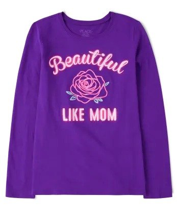 Girls Long Sleeve Mom Graphic Tee | The Children's Place - GRAPE JUICE