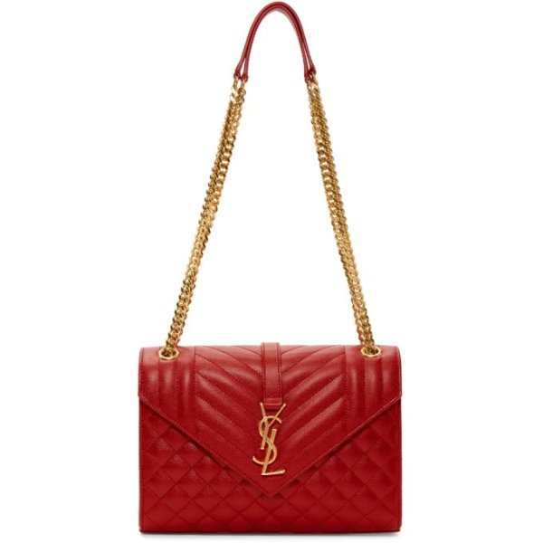 - Red Medium Envelope Chain Bag