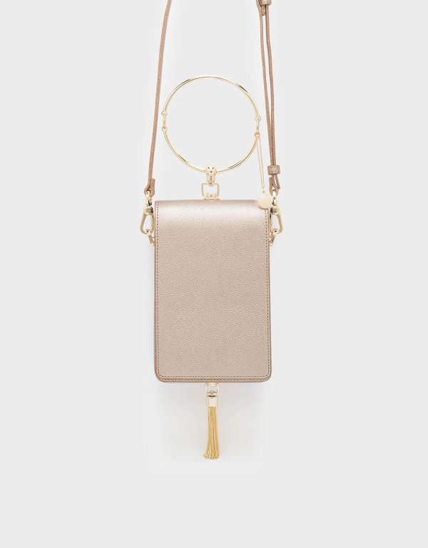 Rose Gold Circular Handle Clutch | CHARLES & KEITH
