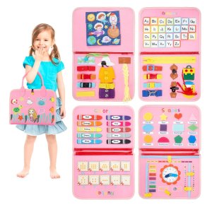 Airhive Busy Board Montessori Busy Board for Toddlers 2-4,10 in 1 Activity Books Montessori Toys for Toddlers、
