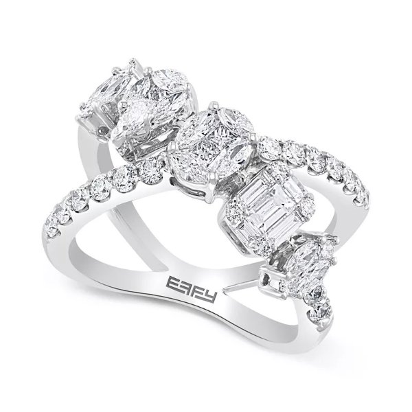 EFFY® Diamond Multi-Shape Crossover Ring (1-5/8 ct. t.w.) in 18k White Gold
