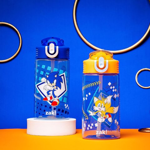Zak Designs Sonic the Hedgehog Kids Water Bottle For School or Travel, 16oz  2-Pack