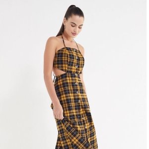 UO Halter Linen Button-Down Tie Dress @Urban Outfitters