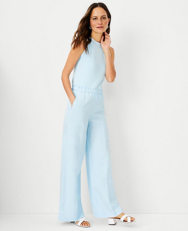 The Pull On Palazzo Pant in Linen Blend | Ann Taylor