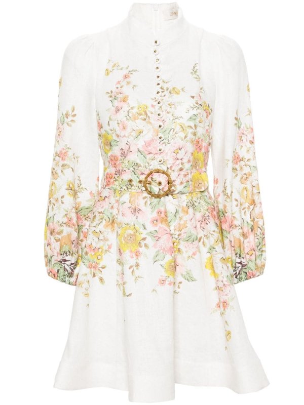 floral-print belted minidress