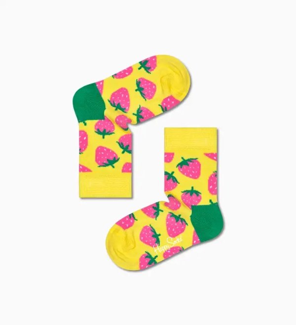 Yellow Kids Strawberry Crew Sock | Happy Socks US