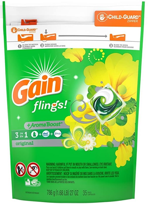 flings! Liquid Laundry Detergent Pacs, Original, 35 count
