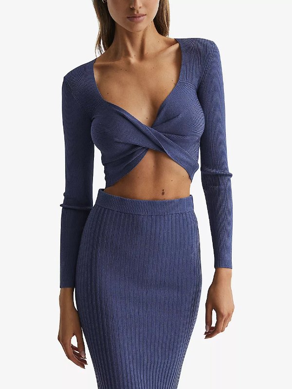 Iona twisted stretch-knit crop top